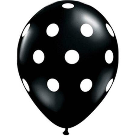 MAYFLOWER DISTRIBUTING 11 in. Big Polka Dots Latex Balloon - Black 56273